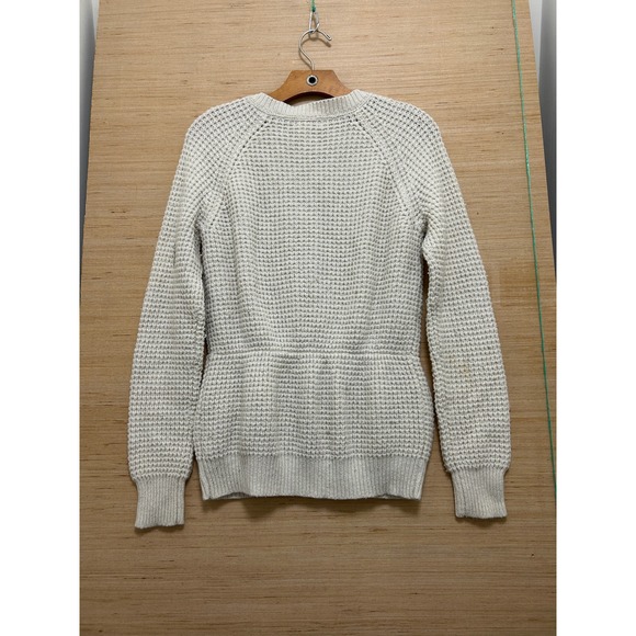 DKNY Jeans Cream Waffle Knit Peplum Button Front Cardigan Sweater Mens Size M - Picture 4 of 6